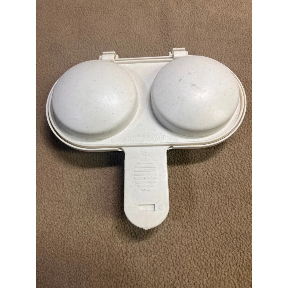 Nordic Ware Microwave Egg Poacher Dual Cavity Cream Speckled USA Made Kitchen